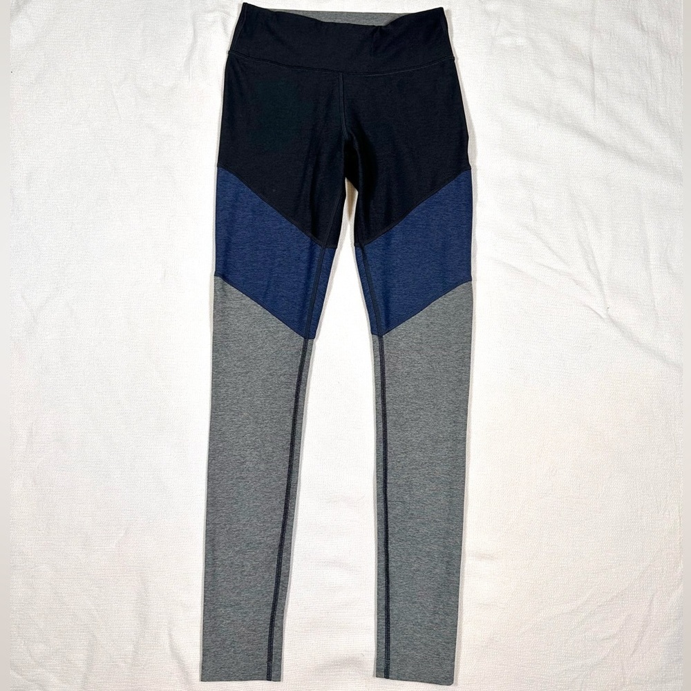Outdoor Voices 7/8 Spring Color block Leggings Small Black Gray Blue